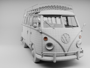 VW KOMBI T2 1963 3D मॉडल