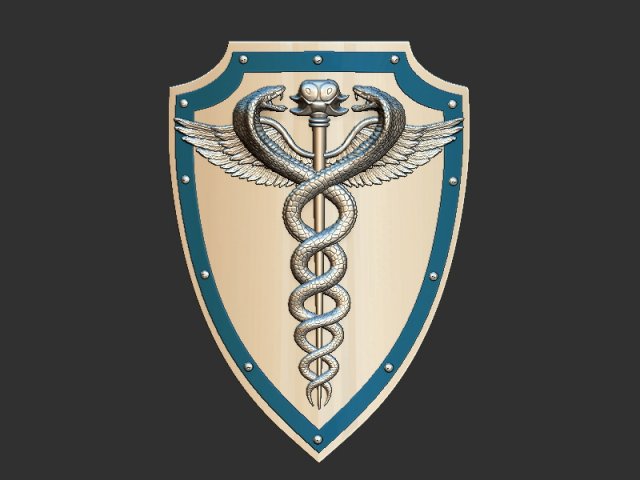 Medical symbol shield 3D Print Model .c4d .max .obj .3ds .fbx .stl .blend 