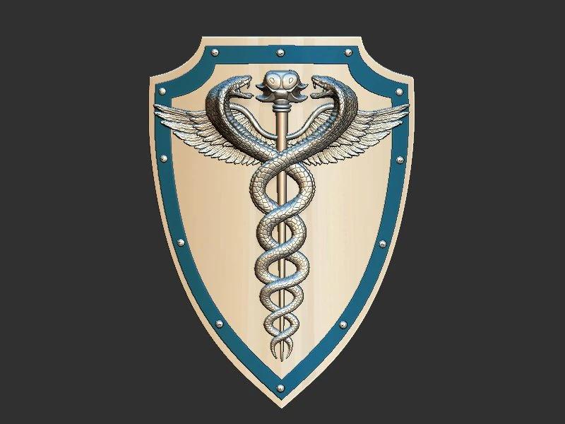 Medical symbol shield 3D Print Model .c4d .max .obj .3ds .fbx .stl .blend 