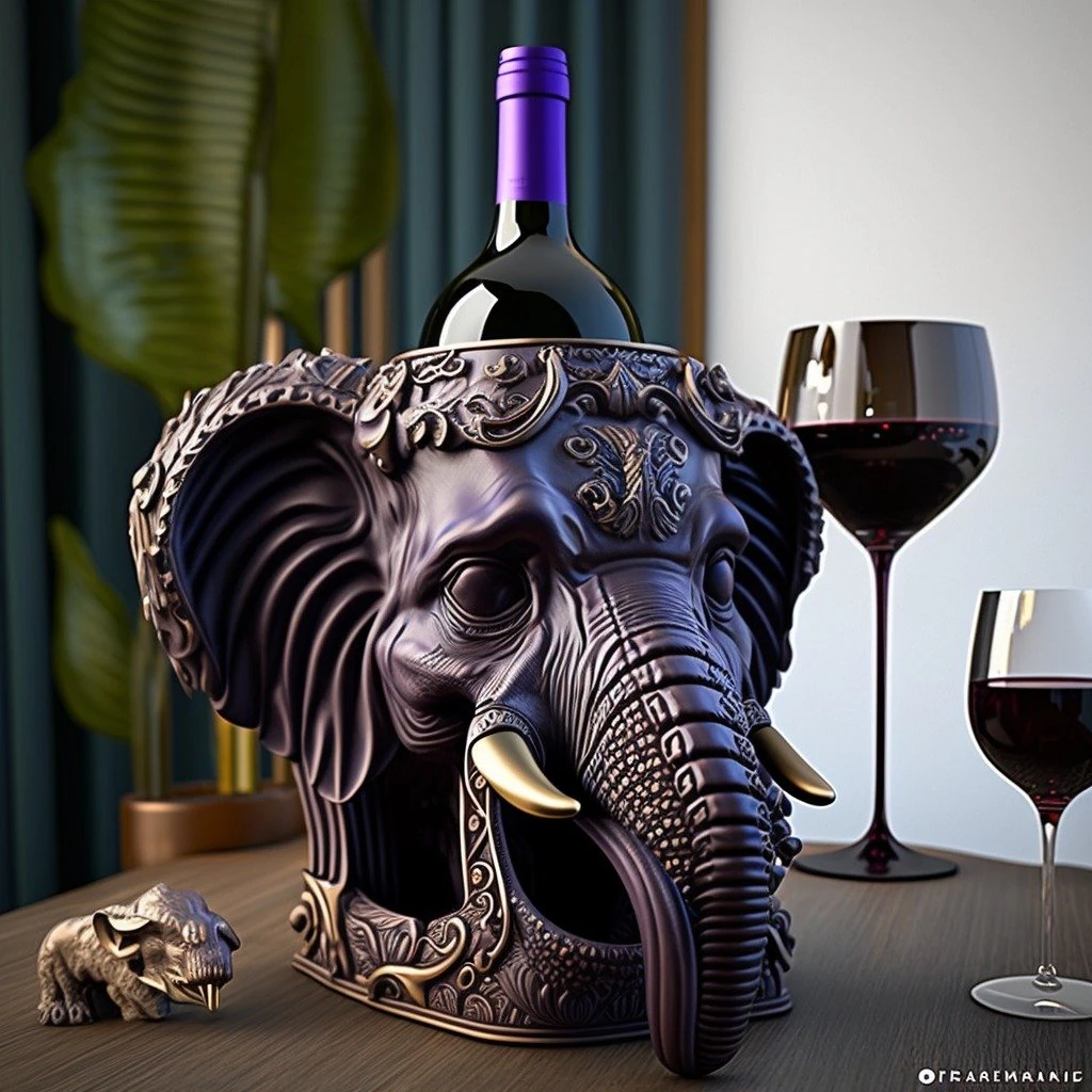 Wine Holder Elephant head 3D Print Model .c4d .max .obj .3ds .fbx .stl .blend
