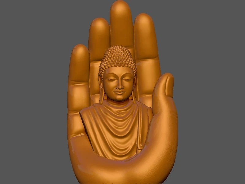 Buddha On Hand 3D Print Model .c4d .max .obj .3ds .fbx .stl .blend 
