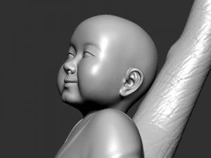Baby Buddha on tree 3D Print Model