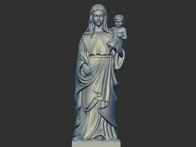Mary with child jesus 3D Print Model .c4d .max .obj .3ds .fbx .stl .blend 