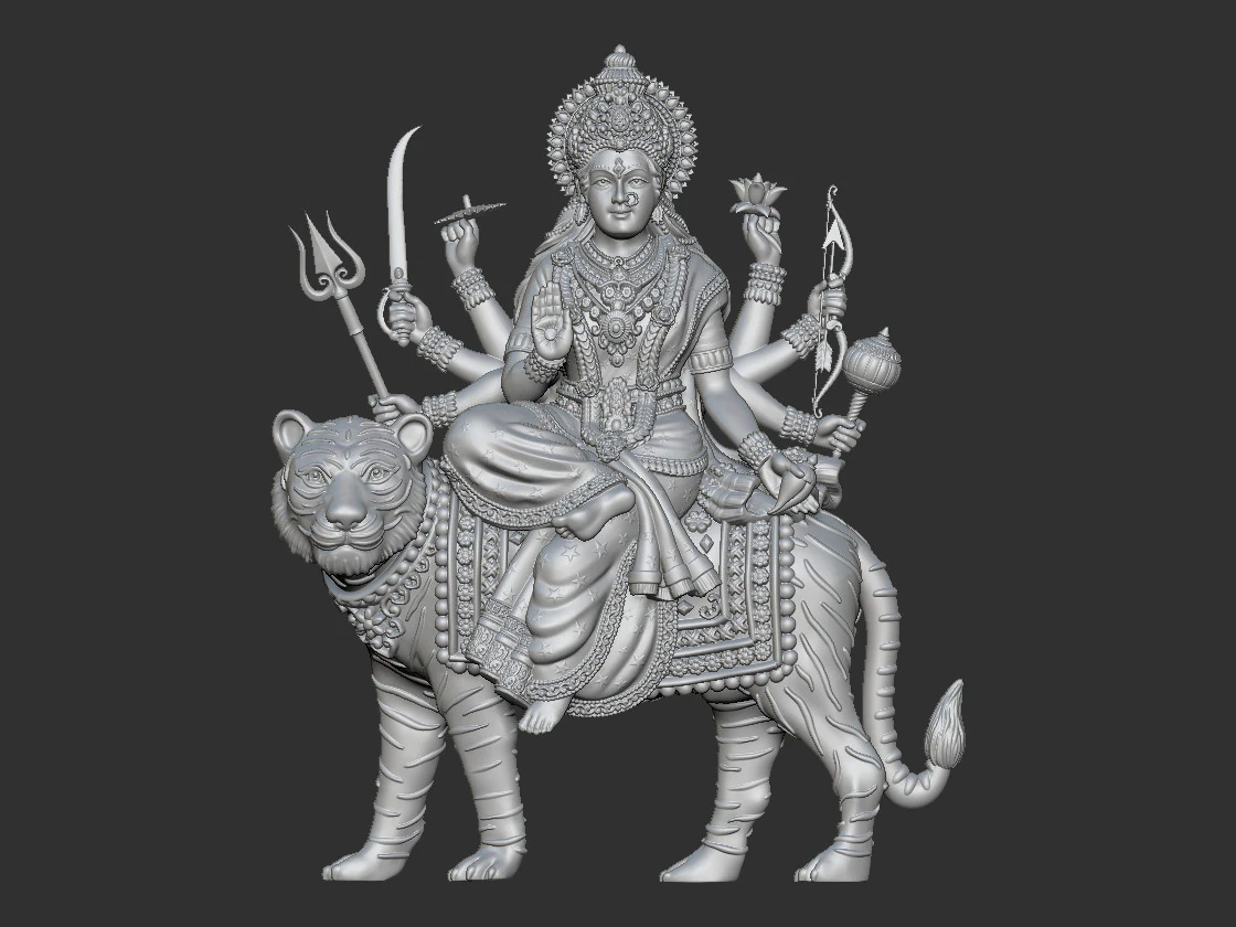 Durga Mata Model 3D Print Model .c4d .max .obj .3ds .fbx .stl .blend 