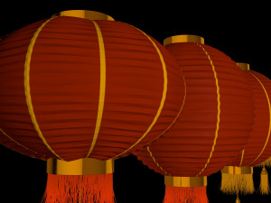4 Chinese traditional lamps 3D Model