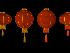 4 Chinese traditional lamps 3D-Modell