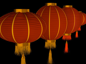 4 Chinese traditional lamps 3D-Modell