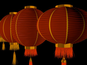 4 Chinese traditional lamps 3D-Modell