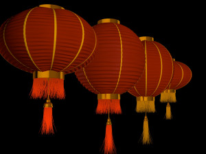 4 Chinese traditional lamps 3D-Modell