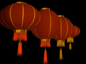 4 Chinese traditional lamps 3D Model