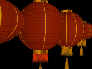4 Chinese traditional lamps 3D-Modell