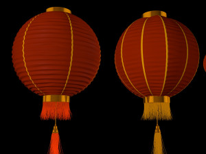 4 Chinese traditional lamps 3D-Modell