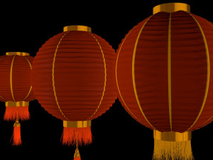 4 Chinese traditional lamps 3D-Modell