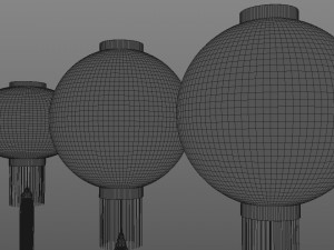 4 Chinese traditional lamps 3D-Modell