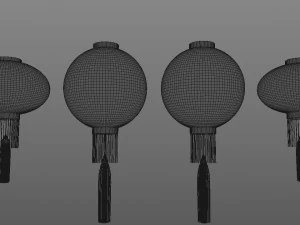 4 Chinese traditional lamps 3D Model