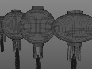 4 Chinese traditional lamps 3D-Modell
