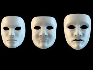 डरे हुए तीन मुखौटे 3D मॉडल