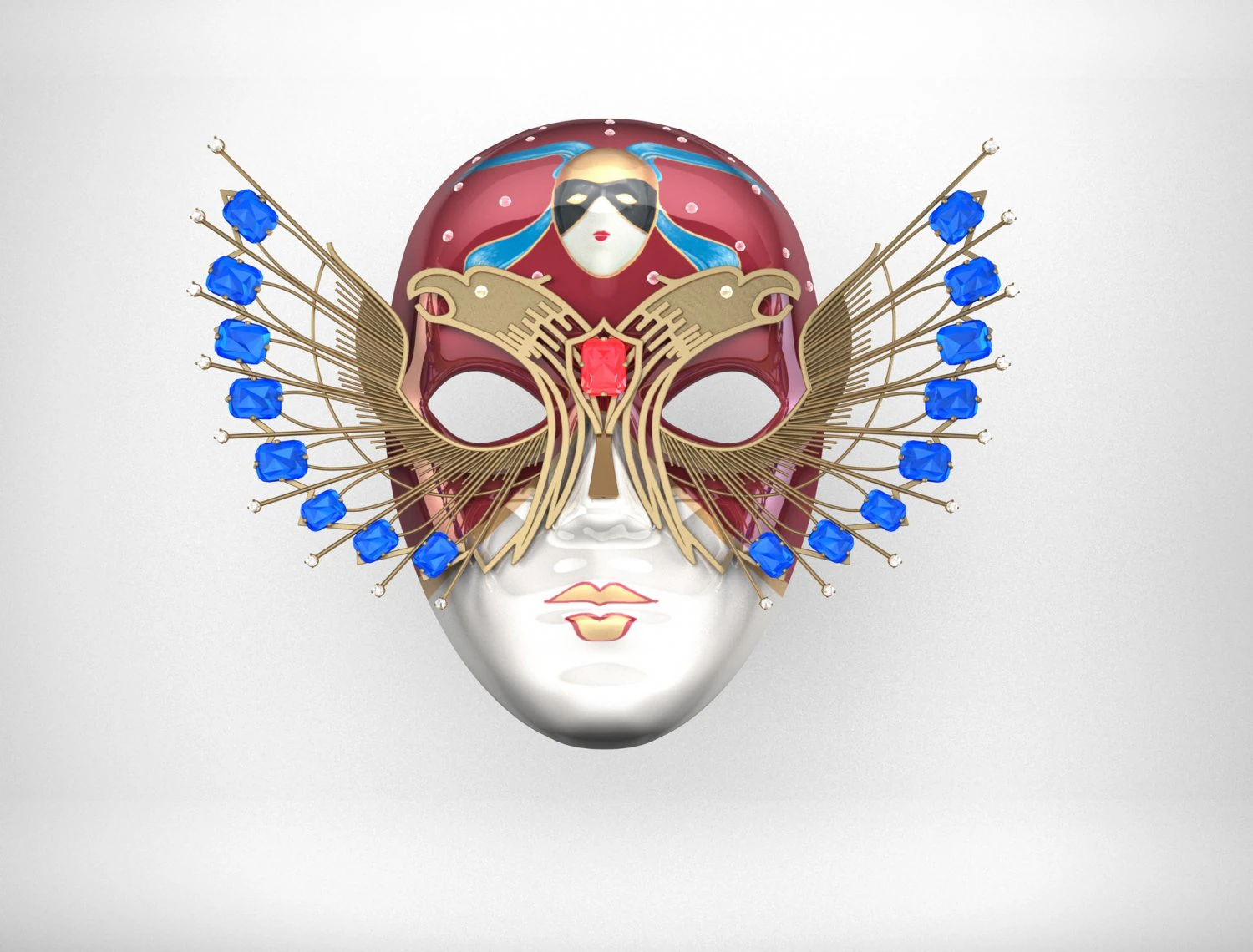 Máscara dourada Modelo 3D .c4d .max .obj .3ds .fbx .stl .blend