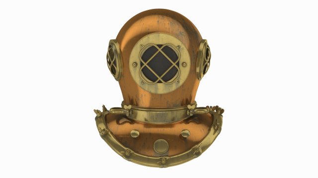 Old scuba helmet 3D Model .c4d .max .obj .3ds .fbx .stl .blend 