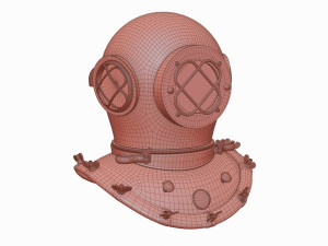 Old scuba helmet 3D Model