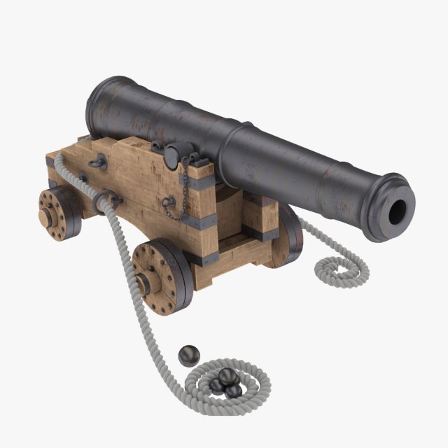 Old navy cannon 3Dモデル .c4d .max .obj .3ds .fbx .stl .blend 