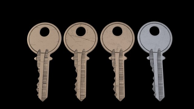 4 Old Keys Low-poly Modelo 3D .c4d .max .obj .3ds .fbx .stl .blend 