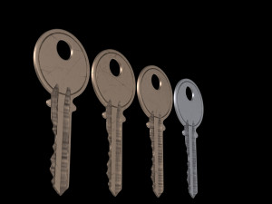 4 Old Keys Low-poly Modelo 3D