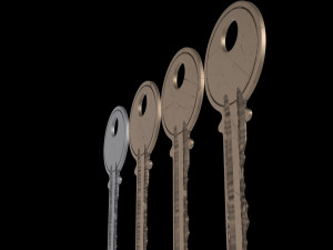 4 Old Keys Low-poly Modelo 3D