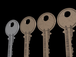 4 Old Keys Low-poly Modelo 3D