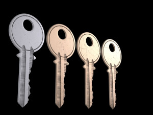 4 Old Keys Low-poly Modelo 3D