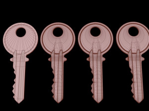 4 Old Keys Low-poly Modelo 3D