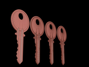 4 Old Keys Low-poly Modelo 3D