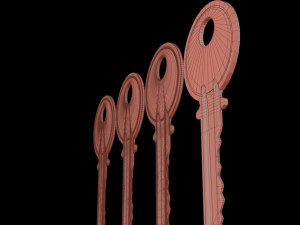 4 Old Keys Low-poly Modelo 3D