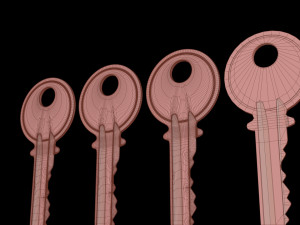 4 Old Keys Low-poly Modelo 3D