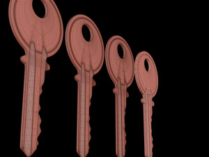 4 Old Keys Low-poly Modelo 3D