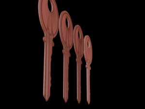 4 Old Keys Low-poly Modelo 3D