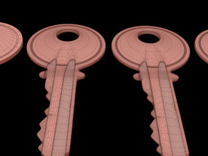 4 Old Keys Low-poly Modelo 3D