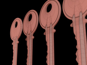 4 Old Keys Low-poly Modelo 3D
