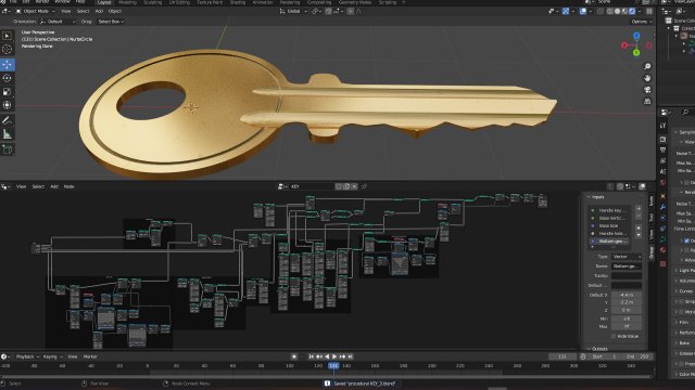 Procedural model of a door key Blender 34 Model 3D .c4d .max .obj .3ds .fbx .stl .blend 