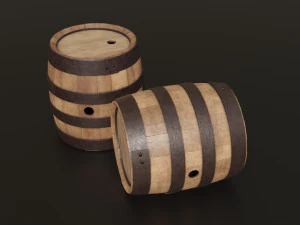 Old navy barrels texture variations 3D Model