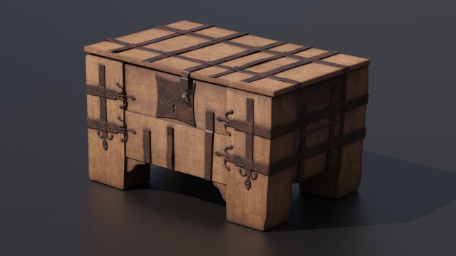 Old chest 3D Model .c4d .max .obj .3ds .fbx .stl .blend 