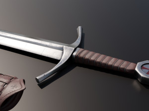 Templar Knight Sword with scabbard 3D 模型