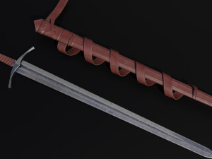 Templar Knight Sword with scabbard 3D 모델