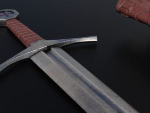 Templar Knight Sword with scabbard 3D 모델