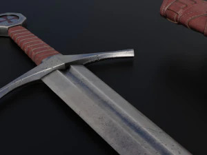 Templar Knight Sword with scabbard 3D Model