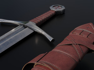 Templar Knight Sword with scabbard 3D 모델