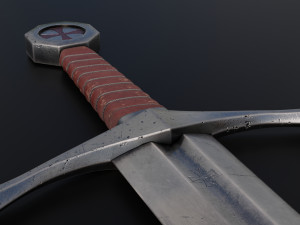 Templar Knight Sword with scabbard 3D 모델