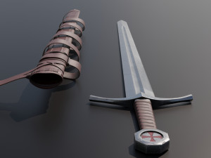 Templar Knight Sword with scabbard 3D 모델