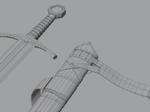 Templar Knight Sword with scabbard 3D 모델