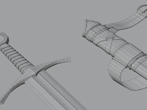 Templar Knight Sword with scabbard 3D 모델